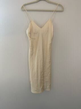 Vintage Tresha 100% Silk Ivory Slip Dress Size M Minimalist Y2K